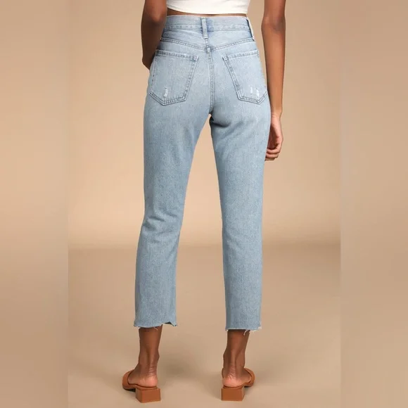 Vibes are Right Light Wash Distressed High Rise Cropped Jeans - Picture 4 of 10
